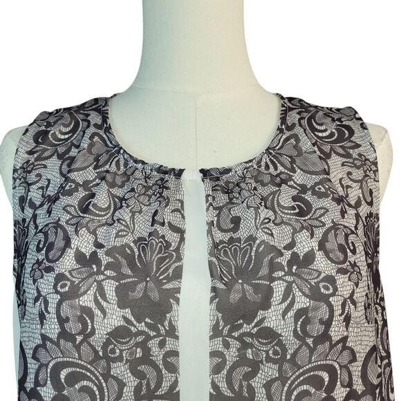 CAbi #938 Small Rosewater & White Ladylike Sheer Top Paisley & Geometric Design - Picture 7 of 15